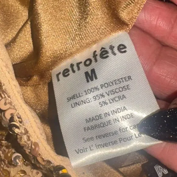 NWT women’s RETROFETE gold sequin CELESTIA mini SKIRT size medium - Picture 9 of 10
